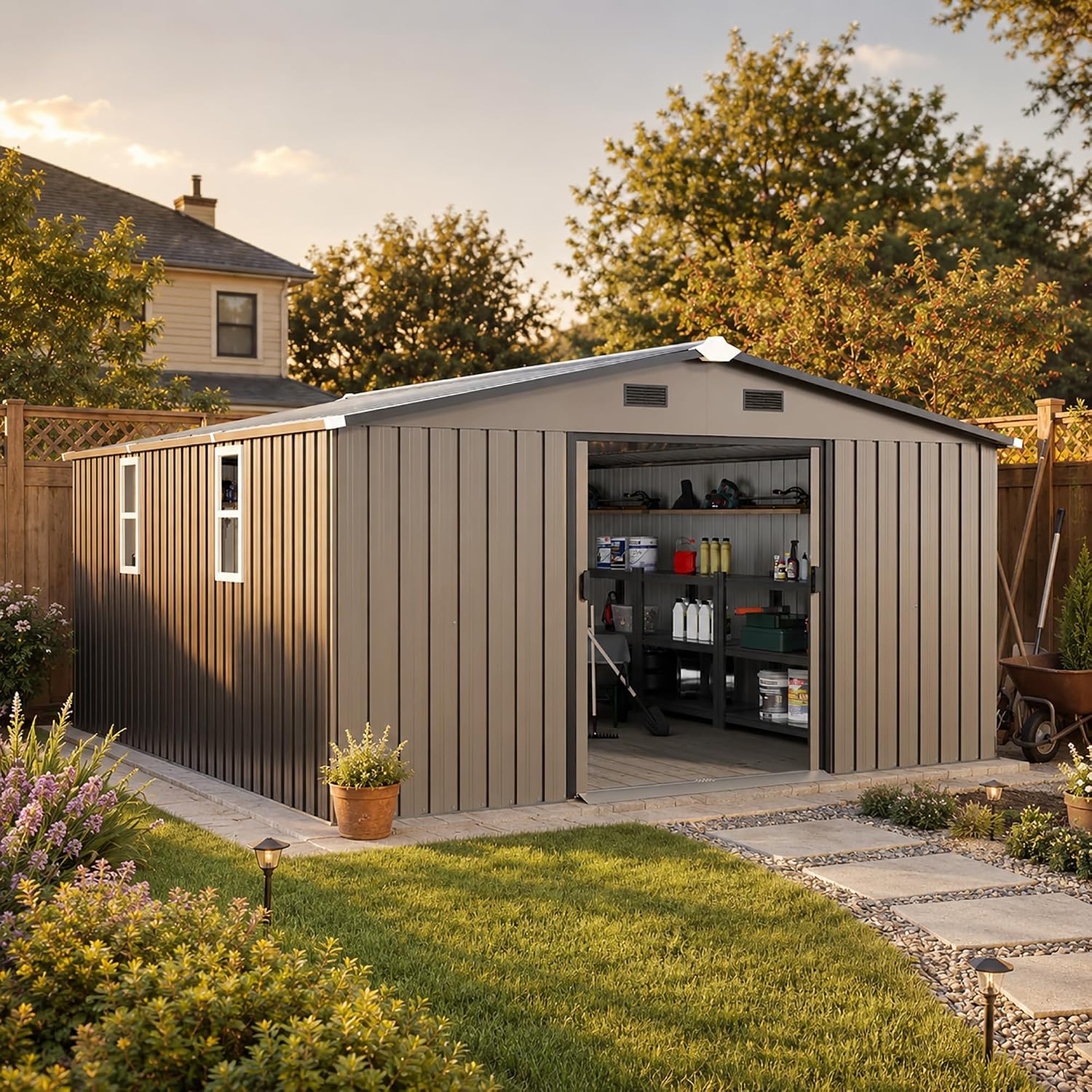 Gudang penyimpanan logam luar  - Garden Tools ulasan dan harga