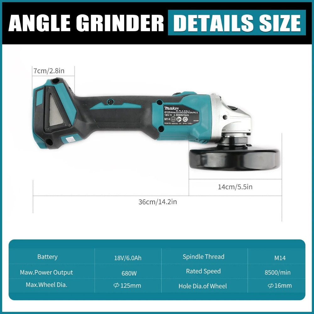 Makita DGA404 125mm/100mm Mesi - Brushless Angle Grinder Battery Powered ulasan dan harga